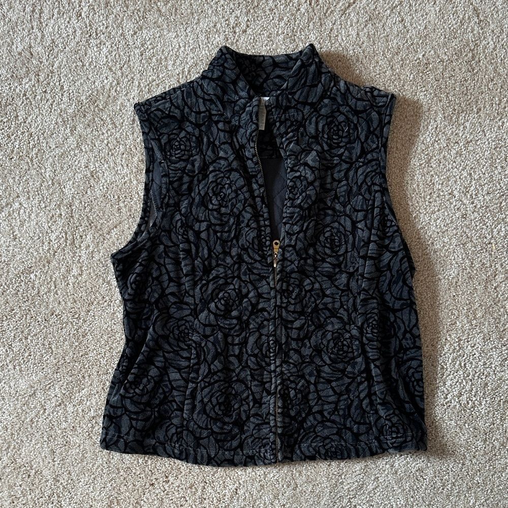 Charter Club Black Floral Sleeveless Top